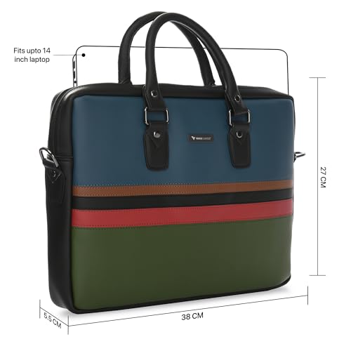 Image of Vaku Luxos MILAN 14 Inch Laptop Bag Leather Collection Messenger Organizer Shoulder Sling Office Bag for Men & Women With Adjustable Strap for Laptop and MacBook up to 14 inch