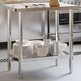 Pieds réglables : les pieds réglables antidérapants garantissent la stabilité de la table de préparation de la cuisine et la maintiennent en place, protégeant ainsi le sol des dommages.