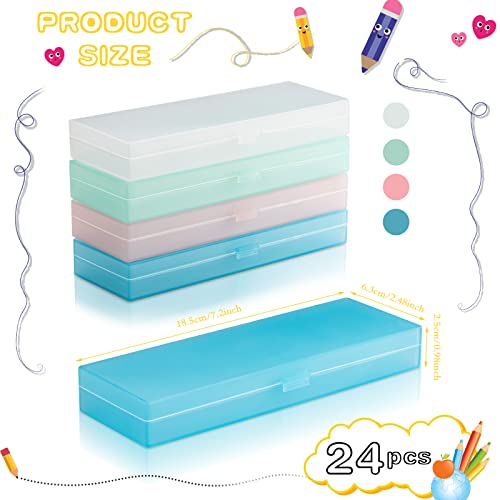 Image of Fainne 24 Plastic Pencil Case Bulk Hard Pencil Boxes with Snap Lid Crayon Maker Pen Organizer Stackable Craft Storage Boxes for School Supplies(Single Layer,Multicolor,7.09 x 2.36 x 0.98 Inch)