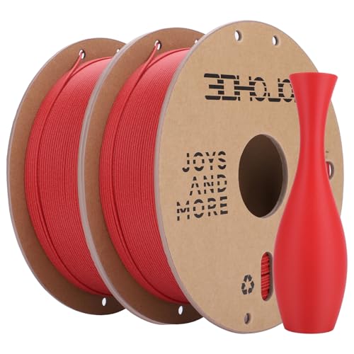 Image of 3DHoJor Matte PLA Filament 1.75mm, Upgrade 1kg*2 Bundle Cardboard Spool PLA Filament 1.75 PLA 3D Printing Filament, Print with Most 3D Printers Using 3D Filament-1kg*2 Fire Engine red