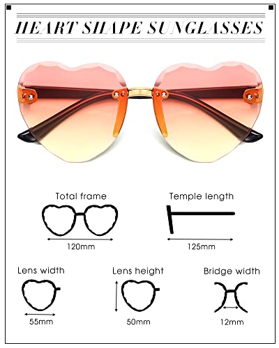4 Pairs Kids Heart Sunglasses Heart Shaped Sun Glasses for Little Girl Rimless Clear Heart Glasses Trendy Cute Transparent Eyewear for Girls Boys Beach Holiday Festival Party Accessories, 4 Styles2