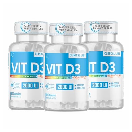 Kit 3x Vitamina D3 2000UI + Vitamina K2 120mcg (Mk7) + Calcio 60 Capsulas Colecalciferol 60 Doses Importada Original