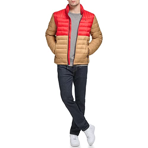 Image of Tommy Hilfiger Mens Embroidered Logo Puffer Jacket