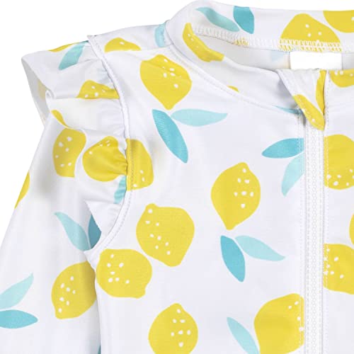 Image of Gerber Baby Girls' Toddler Long Sleeve One Piece Rashguard Swimsuit
