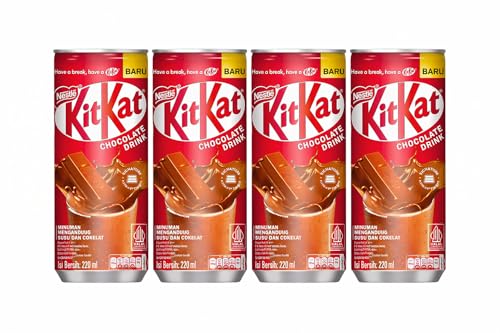 KIT KAT Chocolate Drink 220ml Pack of 4 By Chocolate Library | Ready-to-Drink Creamy Chocolate Beverage | Rich Cocoa Flavor | Imported KitKat Drink | Perfect for Kids & Adults