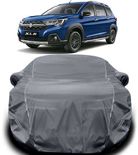 Image of Maruti Suzuki XL6 Car Cover Waterproof / XL6 Car Cover Nexa / XL6 Car Body Cover with Triple Stitched Fully Elastic Ultra Surface Body Protection (Grey Look)