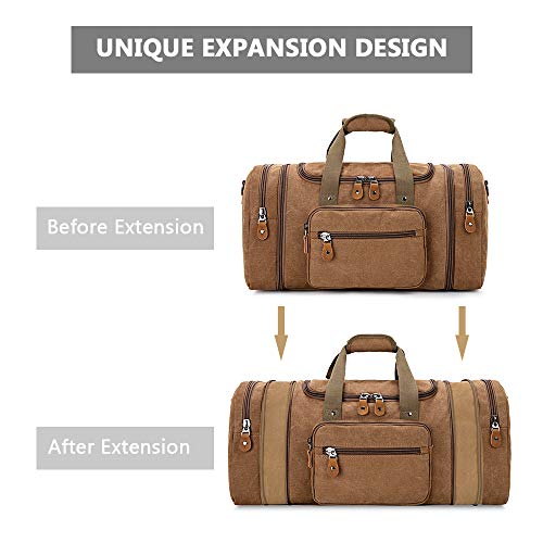 Plambag Canvas Duffle Bag for Travel, 50L Duffel Overnight Weekend Bag