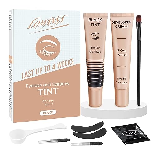 Lomansa Lash Tint Kit Instant Black Eyelash Dye and Brow Tint 8ml Easy to Use with Natural Results...