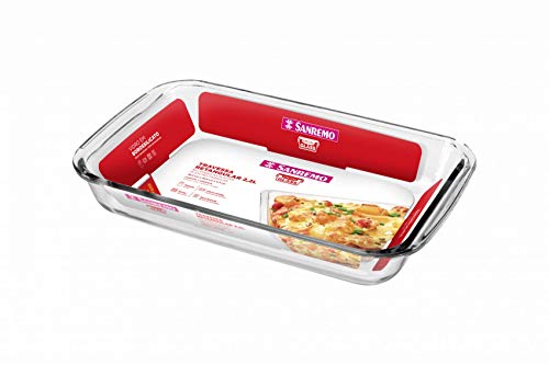 Travessa Retangular de Vidro (Borossilicato) de 2200 ml.