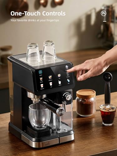 Image of UDI 20 Bar Espresso Machine, 9-in-1 Coffee Maker with Automatic Milk Frother & Detachable Milk Tank, One-Touch Cappuccino Latte Macchiato Americano Iced Espresso, Self-Cleaning Function for Home Use