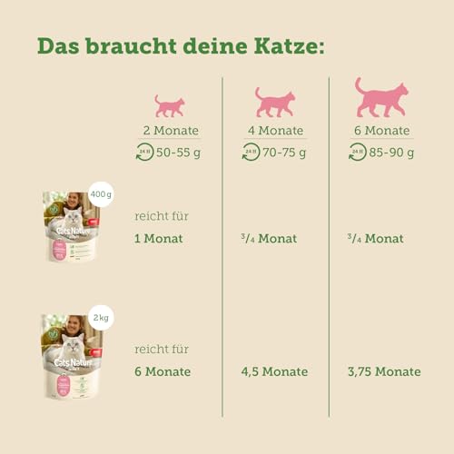 MERA Cats Nature Lachs Premium Kitten Trockenfutter für Katzen 400g | Getreidefrei & zuckerfrei | Katzenfutter Trocken mit hohen Fleischanteil & Colostrum | Dry Cat Food