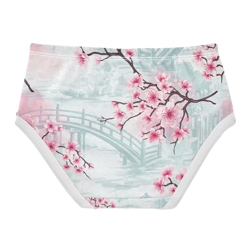 Toddler Panties, Cherry Blossom Flowers Girls Cotton Underwear, 2T–8 Years2