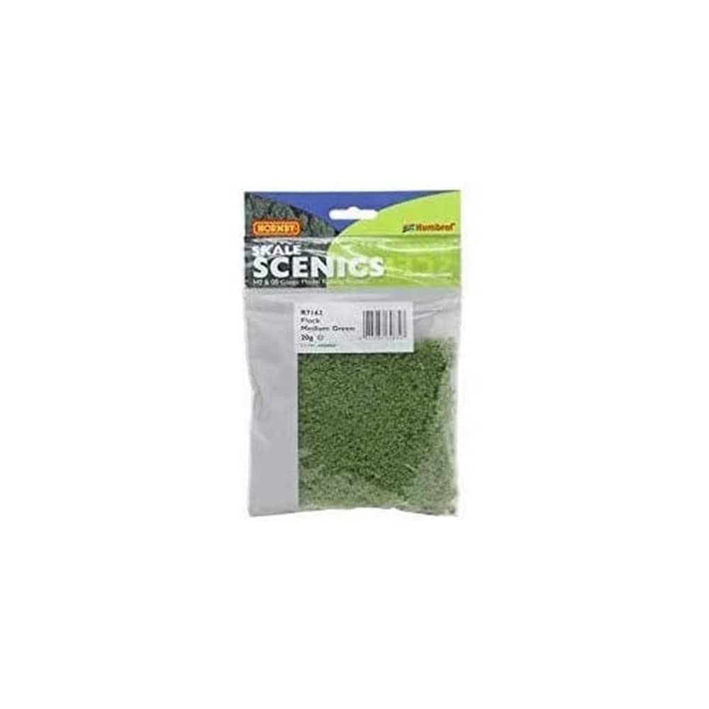 Hornby R7162 Flock - Medium Green for Model Railway OO Gauge, Model Train Accessories for Adding Scenery, Dioramas, Woodland, Buildings and More, Model Making Kits - 1:76 Scale Model Accessory
