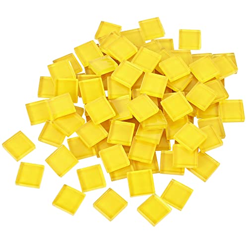 Bolimico Mosaic Tile, 0.6Inch Mosaic Art Kits For Kids Or Adults, Stained Glass Pieces For Crafts Bulk, Diy Home Decoration Handmade Jewelry Art Material (1.5X1.5Cm,100 Pieces) (Yellow) #TOP11