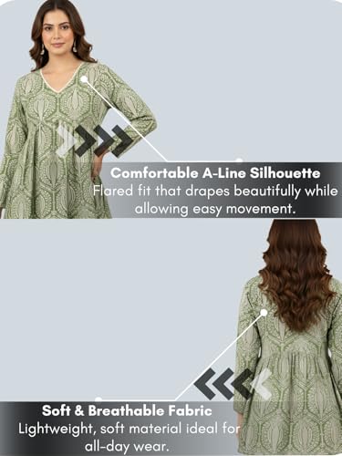 Image of GRECIILOOKS Short Kurti for Women | Floral Printed Short Kurta for Women | Comfortable Rich Office & Casual Kurti`s for Jenas, Leggings & Trousers