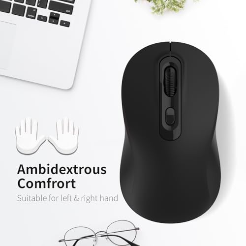 Image of Wireless Mouse, 2026 New Model, Silent Click Ergonomic Design, Portable, 4 Buttons, Adjustable DPI (800 /1200 /1600), for Laptop /PC /Office (Black)