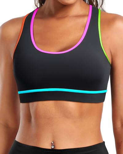 Image of Holipick Women's Sports Bra Bikini Tops Racerback Swim Top Scoop Neck Bathing Suits Top Modest Padded Crop Tops Swimsuit Only
