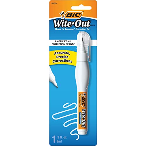 BIC Wite-Out Brand Shake 'n Squeeze Correction Pen, 8 ML Fluid, 1 Count Pack of white Pens, Fast, Clean and Easy to Use Pen Office or School Supplies #1