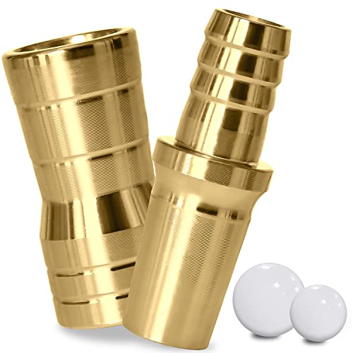DFESKAH Shisha Schlauchadapter Edelstahl V2A, mit M16x1 Universal Gewinde, Set 2-teilig Schlauchanschluss für meisten Wasserpfeife Inkl. Kugel und Hygiene Mundstück (Gold, 1er) Cover