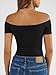 Trendy Queen Summer Off The Shoulder Tops for Women Going Out Short Sleeve Shirts Cute Y2K Sexy Basic Clothes 2026 Fashion Black M