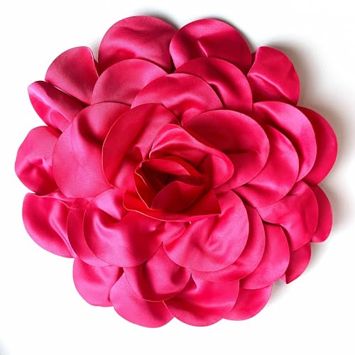 Image of Heyiwell Large Satin Fabric flower for Brooch Pin Wedding Party Dance Dress Suit Clothes Head Hair Accessories DIY Decor 9.45 inchInch