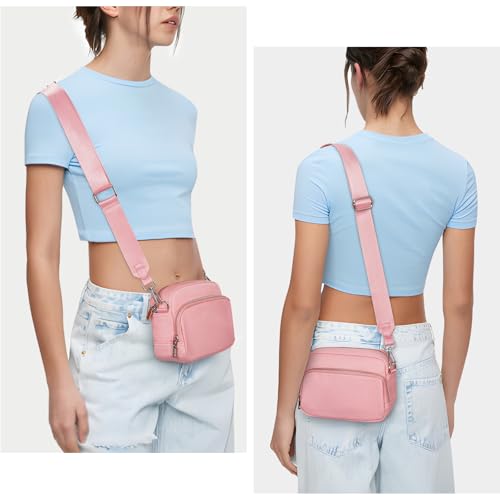 Image of Crossbody Bag for Women,Camera Sports Purses Lightweight Shoulder Bag Waterproof Purse with Adjustable Wide Strap (Pink)