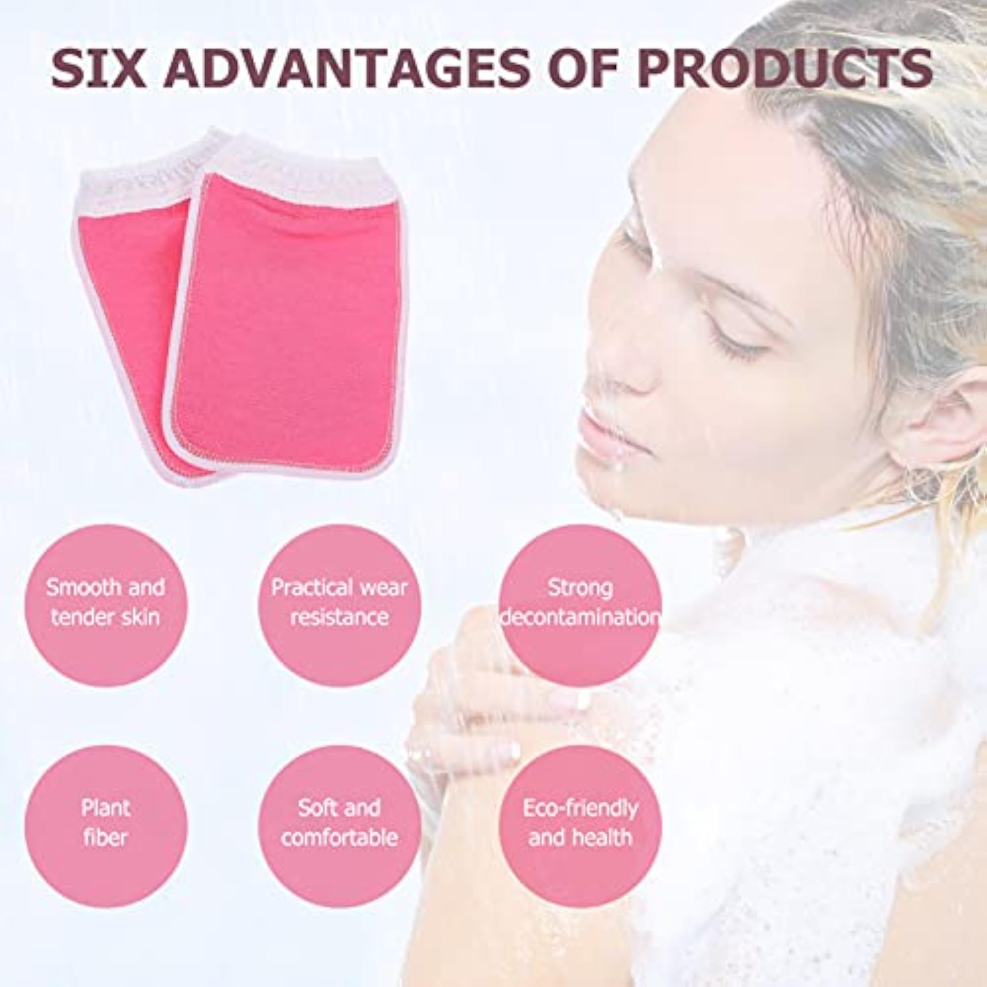 2pcs Unisex Exfoliating Bath Mitt Body Rubbing Gloves