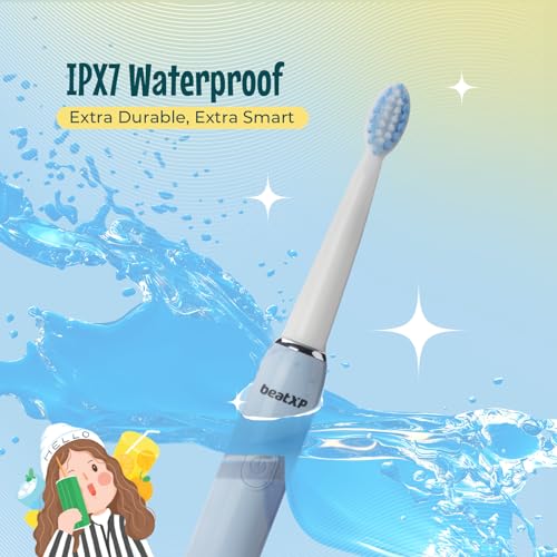 Image of beatXP Jiggle Sonic Electric Toothbrush for Kids with 2 Brush Heads & 3 Cleaning Modes | Rechargeable Electric Toothbrush | 20500 strokes /min with Long Battery Life (Baby Blue)