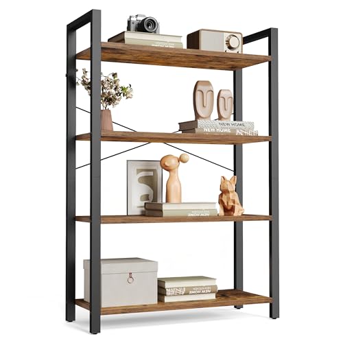 VASAGLE 4-Tier Bookshelf, Bookcase with Steel Frame, Book Shelf for