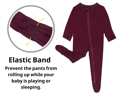 Guisby Neutral Bamboo Baby Clothes, Long Sleeve With 2 Way Zipper Pajama For Boys Girls Maroon 0-3 Months #TOP2