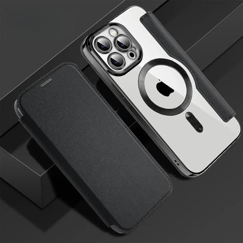 Étui à rabat en cuir pour iPhone 12 Pro Max avec protection sans fil
