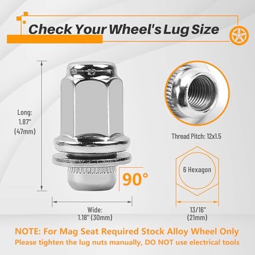 Image of MIKKUPPA 24pcs M12X1.5 Mag Lug Nuts - 1.87 inch (47mm) Height 13 /16 inch Hex Replacement for Toyota Tacoma 4Runner FJ Cruiser Lexus GX