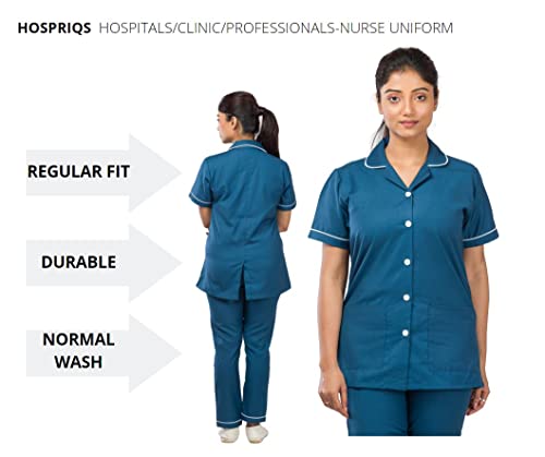 Image of Unisex Nurse Uniform With Normal Length Half Sleeves Top With 2 Pockets Regular Fit Pant Two Side Pockets - Ideals for Hospital Staff /Clinics /Nanny Uniforms |