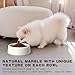 SAMAH Marble Dog Bowl, Non-Slip Dog Food Water Bowl, Small Weighted Stone Dish, Natural Marble Heavy Duty Pet Bowl for Cats and Small Dogs, Gifts for Pet, Holds 4 Cups(5 lbs)