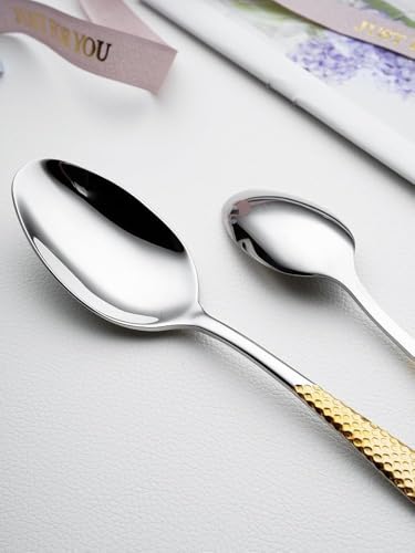 Image of Spoon Flatware Set, Stainless Steel Flatware Set, Kitchen Dishwasher Safe Utensil, Mirror Polished Cutlery, Teaspoons for Espresso, Cappuccino, Dessert & Ice Cream(12 Pcs Small Spoon, Silver)