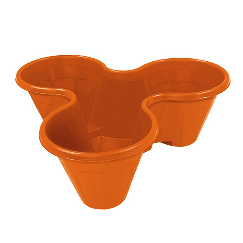 Yougarden Brown Stackable Planters, Terracotta Colour, 3 X Plastic Garden Pots With Three Compartments, For Flowers Herbs Strawberries