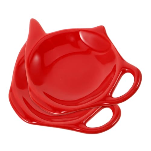 WESIEVYA Porta Bustine Di Tè in Ceramica Rossa Natalizia Piattini Per Bustine Di Tè Resistenti e Riutilizzabili Vassoio Protettivo Per Uso Domestico Set Da 2 Pezzi