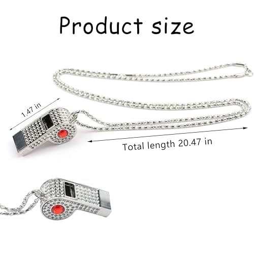 Silbato de Metal con Cadena y Rhinestone para Deportes miniatura 3