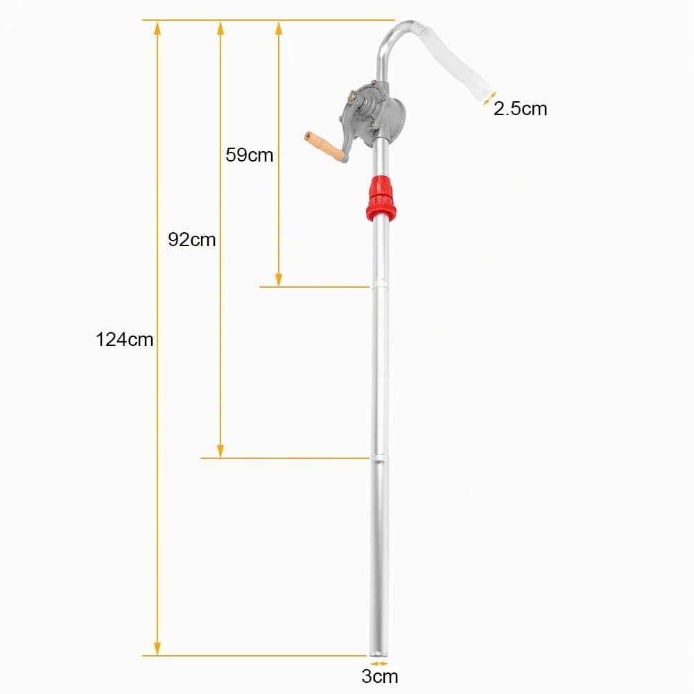 Pompe à Manivelle 29L / Min, Pompe à Manuelle avec Poignée Antidérapante, Fioul Pompe à Tambour Alliage D'aluminium de Haute Qualité, pour le Transfert de Liquides