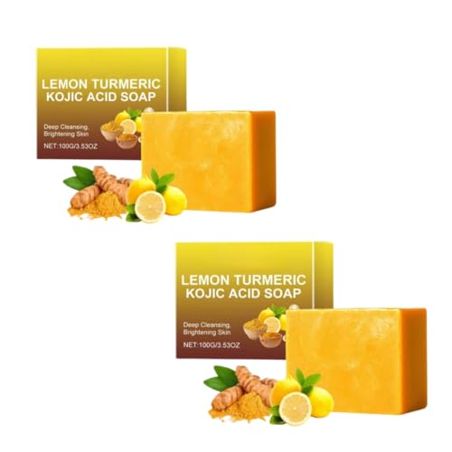 YDORKKU Lemon Turmeric Kojic Acid Soap, Kojic Acid Anti-Freckle Soap, Deep cleansing of the skin, moisturizing shower and facial