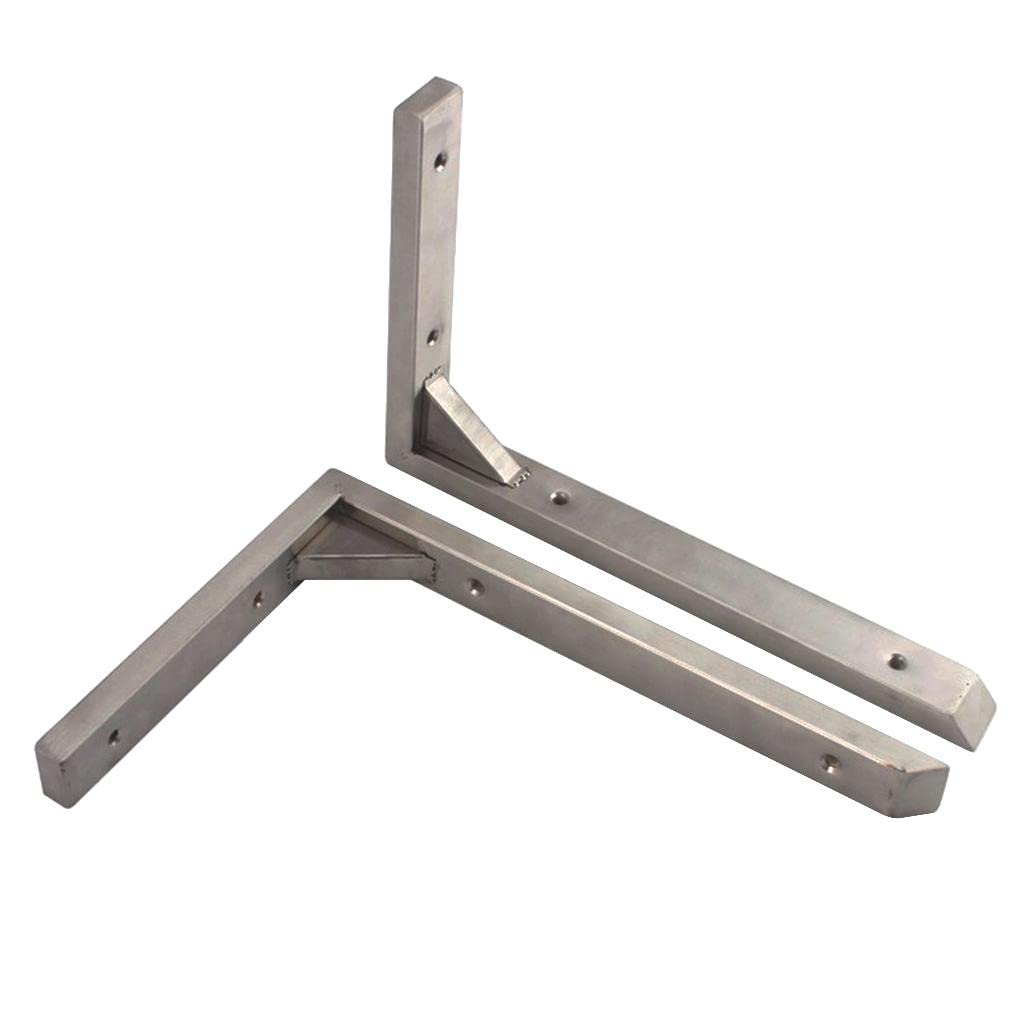 CALANDIS™ 4x2 Pcs Stainless Steel Triangular Corner Wall Shelf Bracket Holder 6 inch | Furniture-image-1