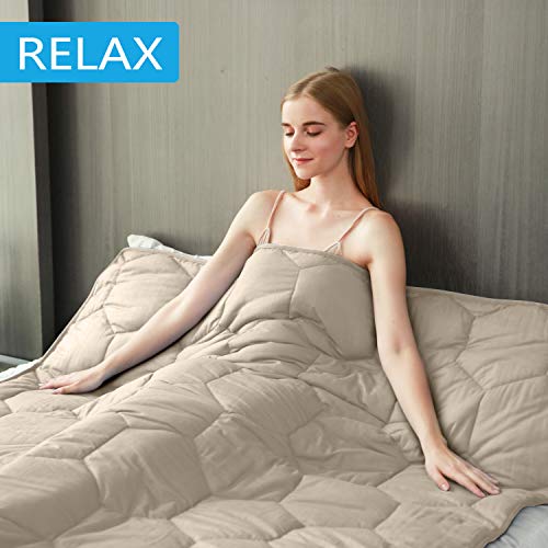 YEMYHOM 100% Cotton Weighted Blanket Adult Bed Heavy Blankets with Glass Beads (60"x80" 20 lbs, Stone)