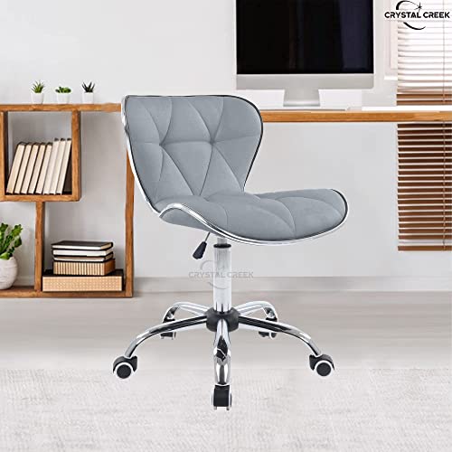 Image of CRYSTAL CREEK Benny PU Leather High Counter Height Adjustable Barstool with Swivel Armless bar Chair Suitable for Dining Cafe Cafeteria Pub's Music Kitchen Shops Cooking Breakfast Barstool (Grey)
