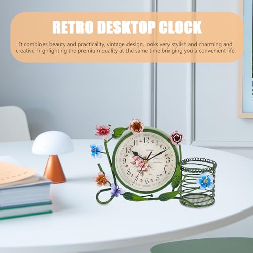 Reloj silencioso vintage de sobremesa con esfera de vidrio y hierro forjado 6
