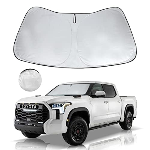 Windshield Sun Shade Window Sunshade Fit Toyota Tundra 2007-2021 Limited SR5 Platinum TRD Pro Pickup Truck Accessories, Foldable Front Sun Visor Shield Protector 2024 Upgrade