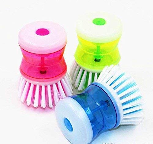 Generic Dish/Washbasin Plastic Cleaning Brush with Liquid Soap Dispenser(Pack of 3) (B08214LDHV) Amazon Price History, Amazon Price Tracker