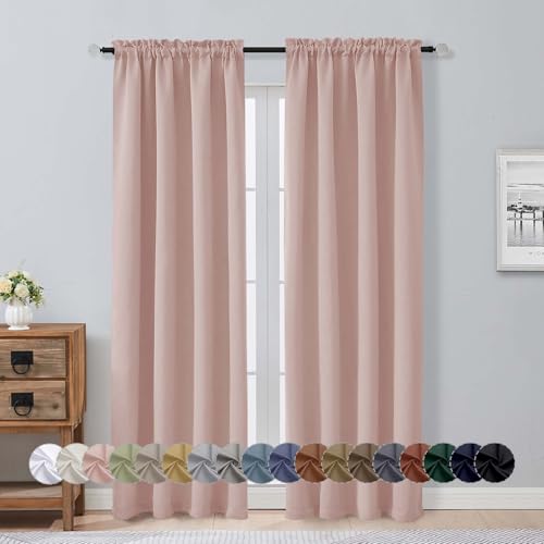 Aiyufeng Blush Blackout Curtains for Bedroom 84 Inch Length 2 Panels Set, Solid Thermal Insulated Privacy Nursery Window Treatment Curtains Blackout...