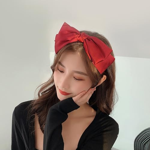 Big Knotted Bowknot Hairbands with Bow Hair Accessories - Non-Slip Head Bands for Women and Girls, Cosplay Hair Bows in Red
