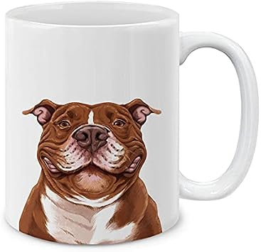 MUGBREW Cute Smiling Red Pit Bull Dog Ceramic Coffee Mug Tea Cup, 11 OZ