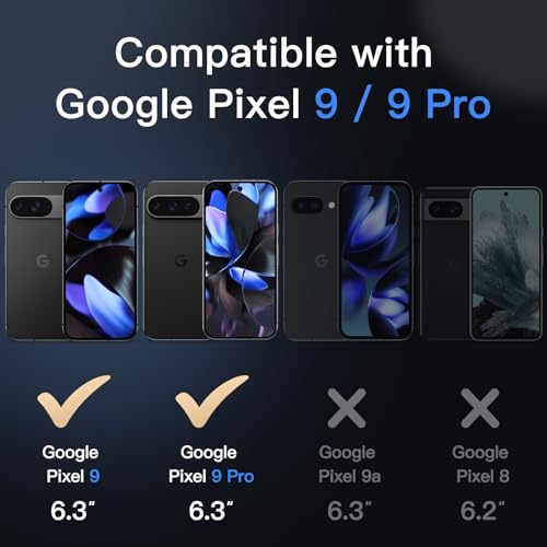 JETech Magnetic Case for Google Pixel 9/9 Pro 2024, Compatible with MagSafe, Translucent Matte Back Shockproof Phone Cover (Black)